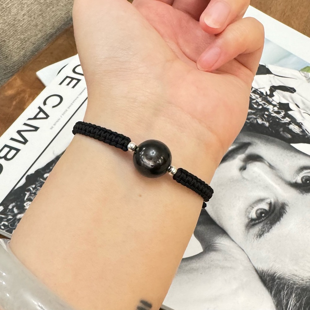 Hypersthene Single Beads String Adjustable Bracel… - image 3